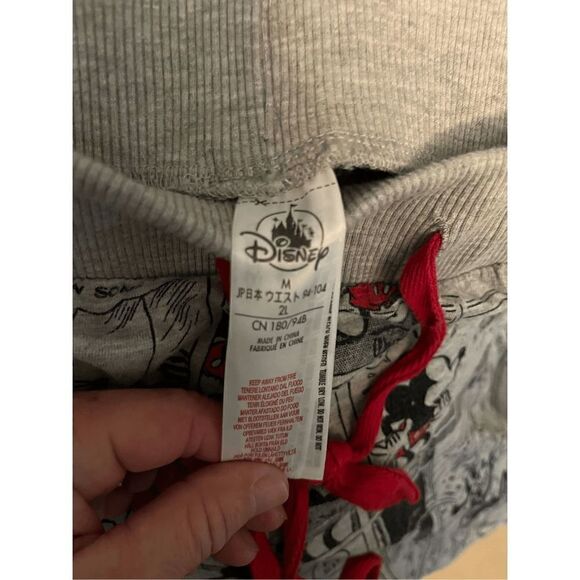 Disney Mickey Mouse Cartoon Gray Pajama Pants. Red tie. Size Medium. - Picture 2 of 4